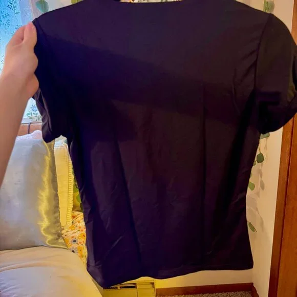 Silky Black Baby Sleeve Tee - Picture 2 of 4